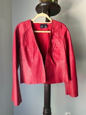 Vintage GAP Genuine Red Leather Cropped Jacket